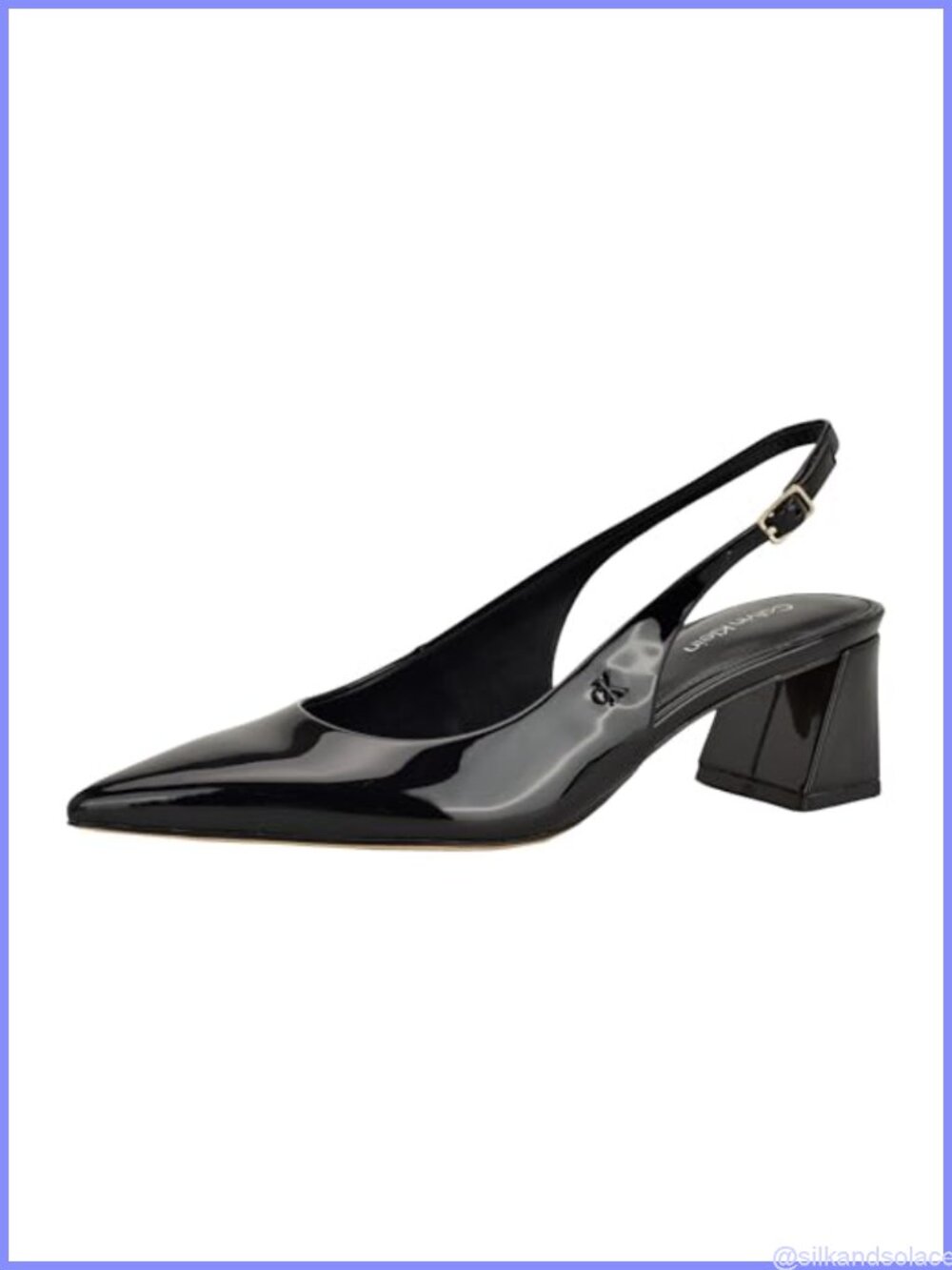 Faux Patent Leather Buckle Pump 1.97 Inch Heel